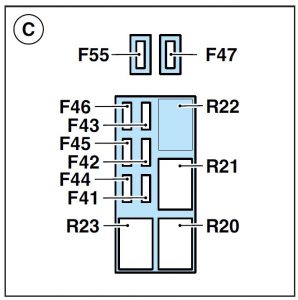 Ferrari Enzo - wiring diagram - fuse box -  engine compartment (box C)