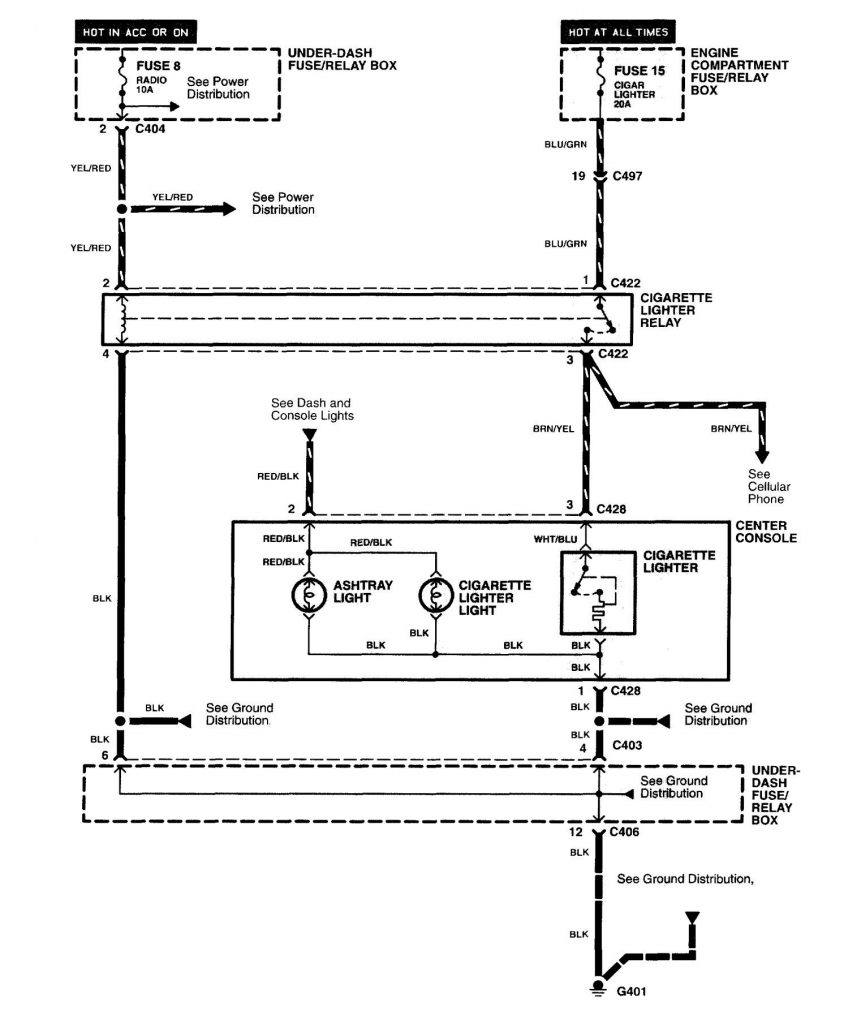 Acura NSX (1997 – 2005) – wiring diagrams – cigar lighter ...