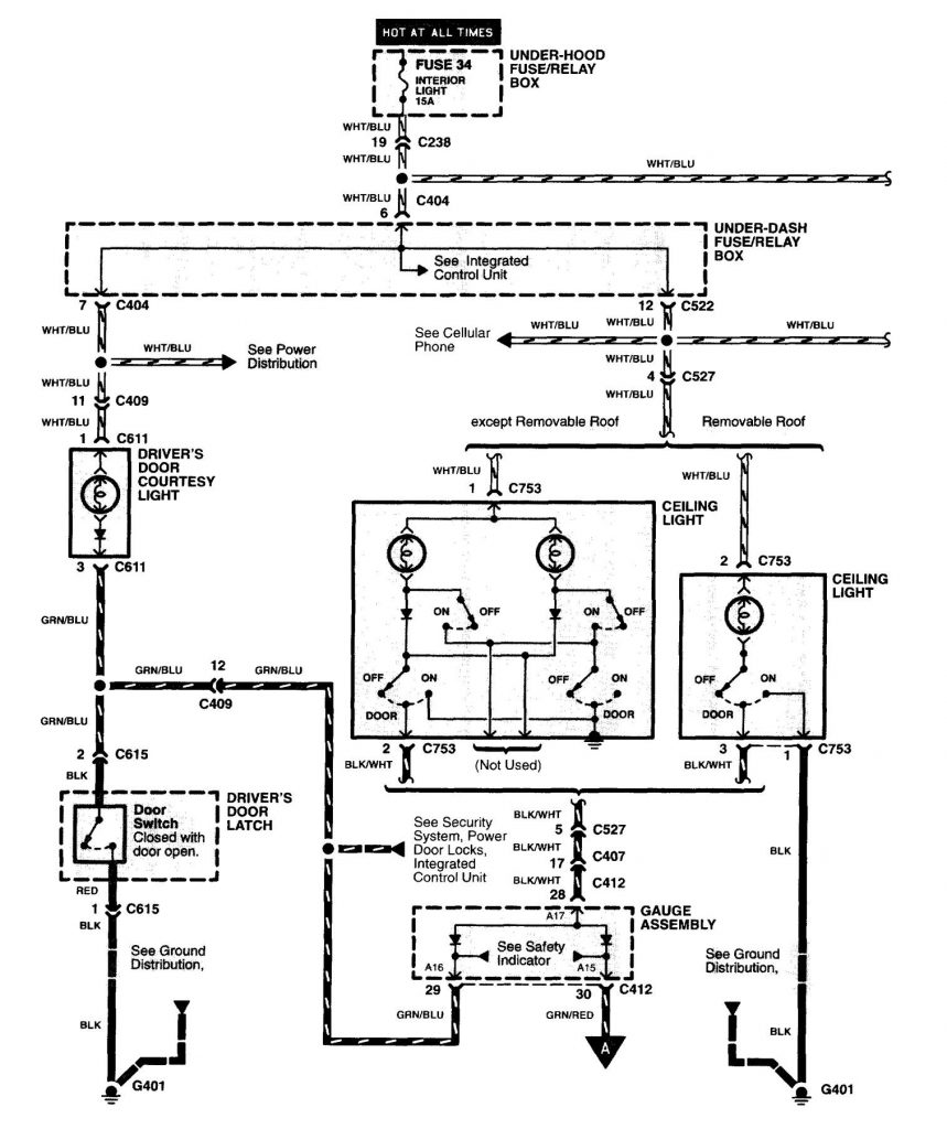 Acura NSX (1997 - 2004) - wiring diagrams - courtesy lamp ...