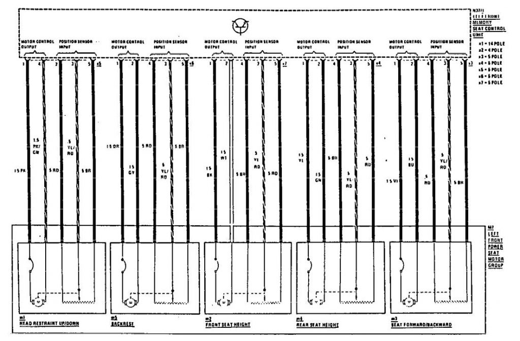 Mercedes 190E (1990 - 1991) - wiring diagrams - power seat