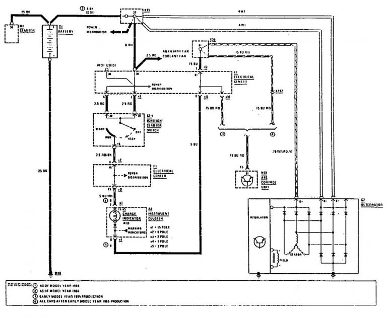 Mercedes-Benz 190E (1990 - 1991) - wiring diagrams - charging system