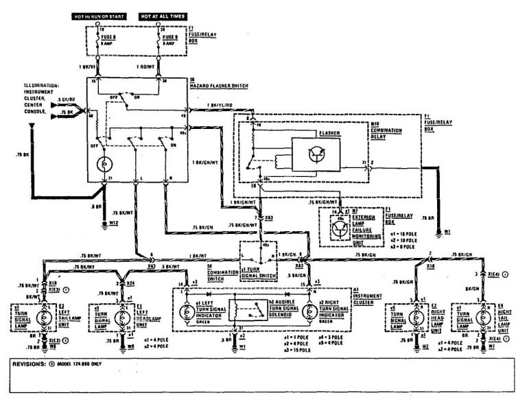 Mercedes-Benz 300CE (1990 – 1991) – wiring diagrams – hazard lamp ...