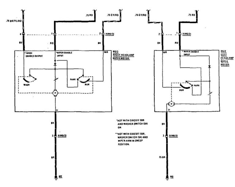 Mercedes-benz 300ce (1990 – 1991) – Wiring Diagrams – Headlamps 