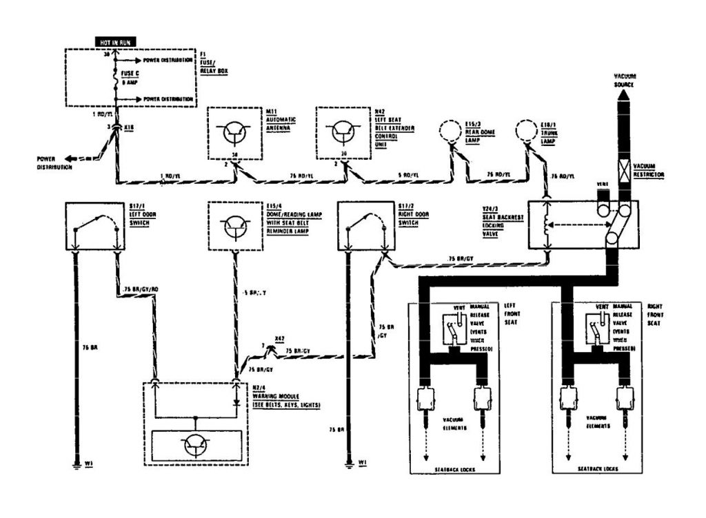 Mercedes-Benz 300CE (1991) - wiring diagrams - power seat ...