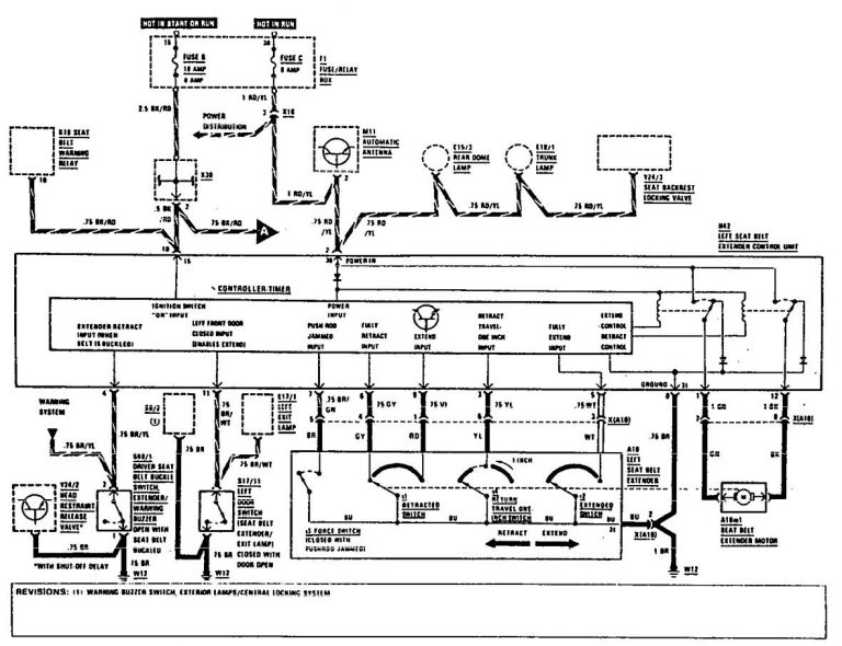 Mercedes-Benz 300CE (1990 – 1991) – wiring diagrams – seat belt ...