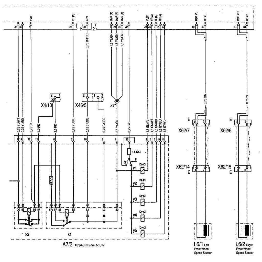 Mercedes-Benz 300SE (1993) – wiring diagrams – brake controls ...