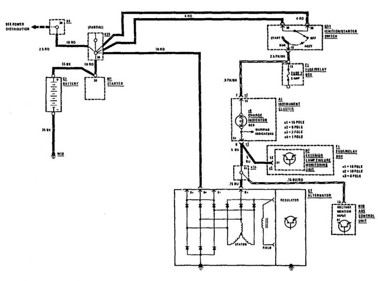 Mercedes-Benz 420SEL (1990 - 1991) - wiring diagrams - charging system ...