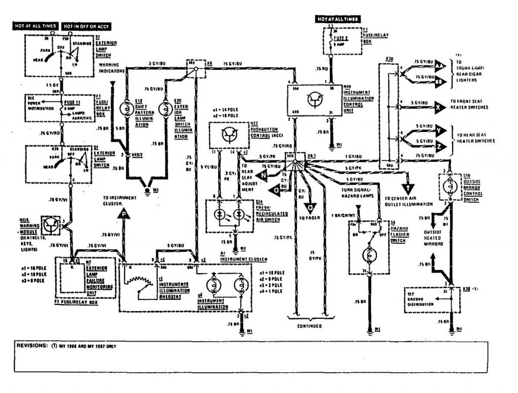 Mercedes-Benz 300SEL (1990) - wiring diagrams - instrument panel lamps ...