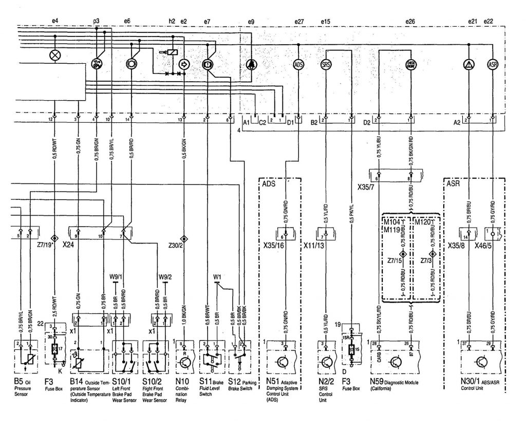 Mercedes-Benz 500SEL (1992 – 1993) – wiring diagrams – instrumentation ...