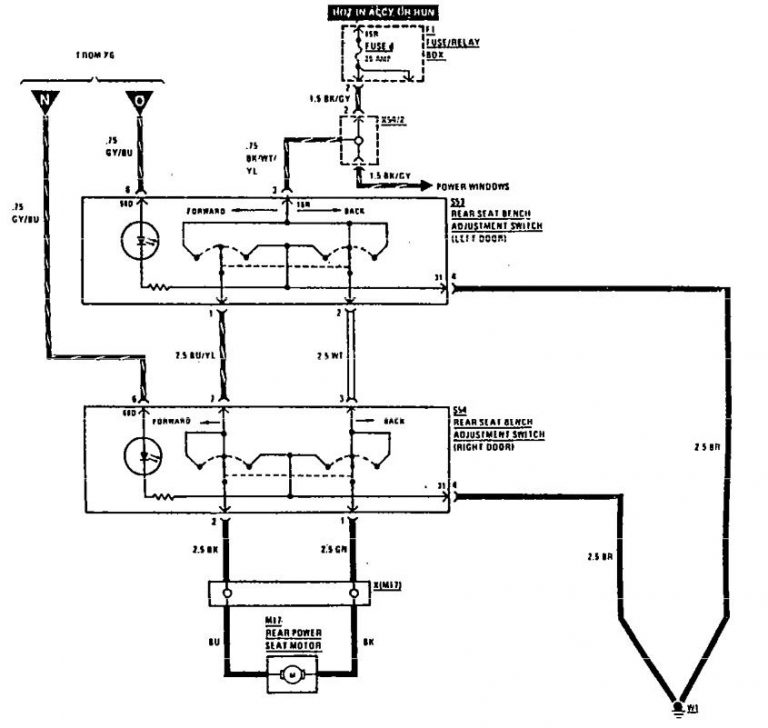 MercedesBenz 300SEL (1990 1991) wiring diagrams power seat