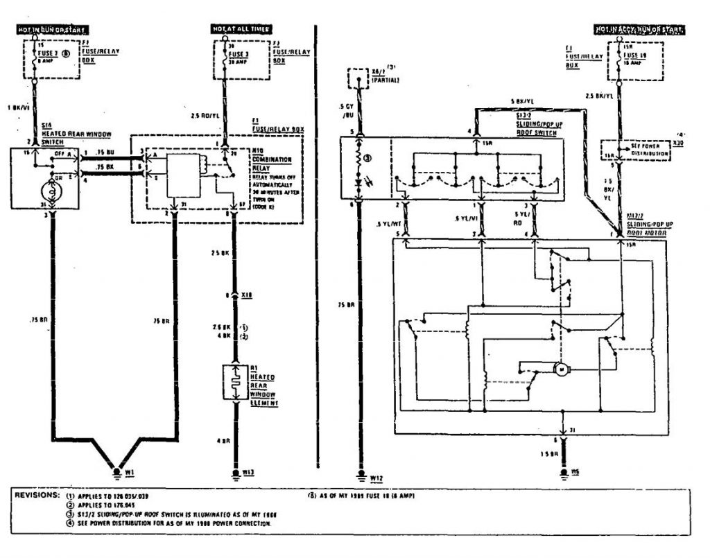 Mercedes-Benz 300SE (1990 – 1991) – wiring diagrams – rear window ...