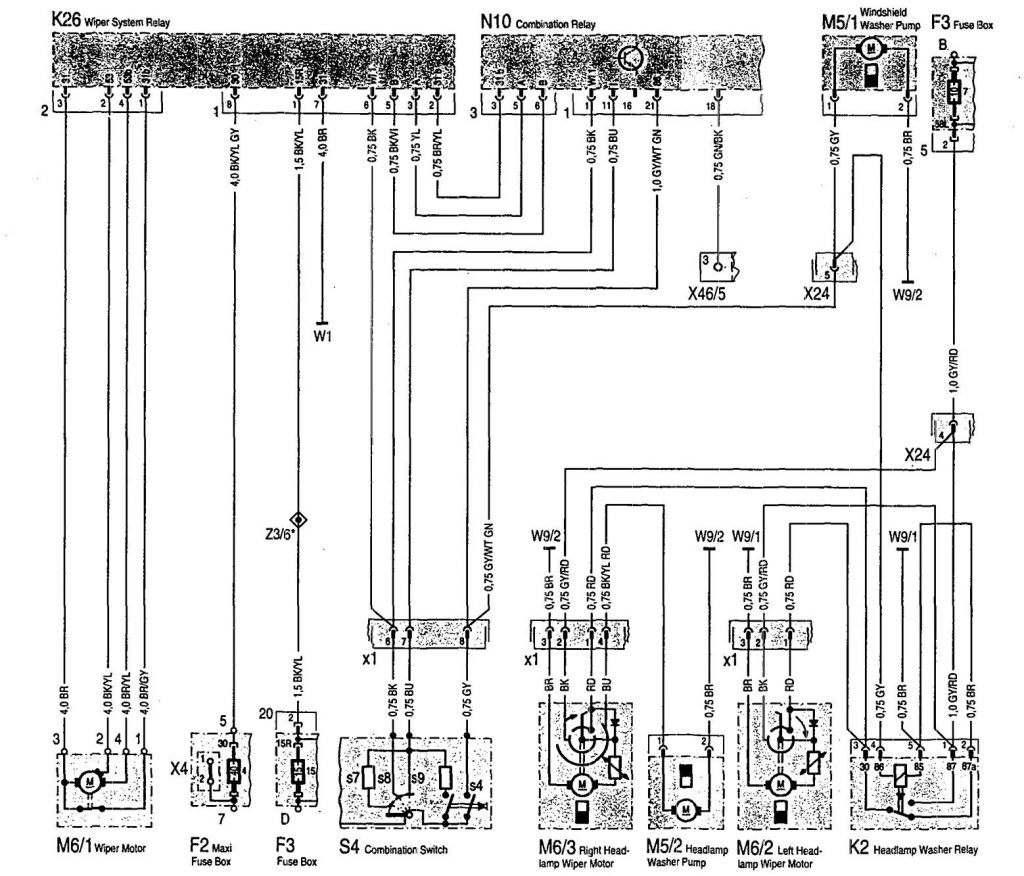 Mercedes-Benz 500SEL (1992 – 1993) – wiring diagrams – wiper/washer ...