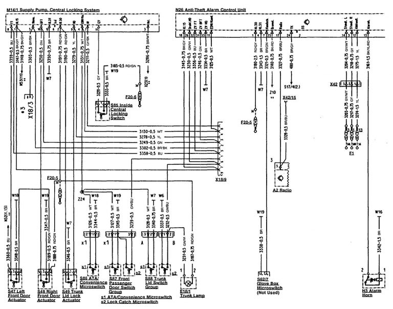 Mercedes-Benz 500SL (1990 – 1993) – wiring diagrams – power locks ...