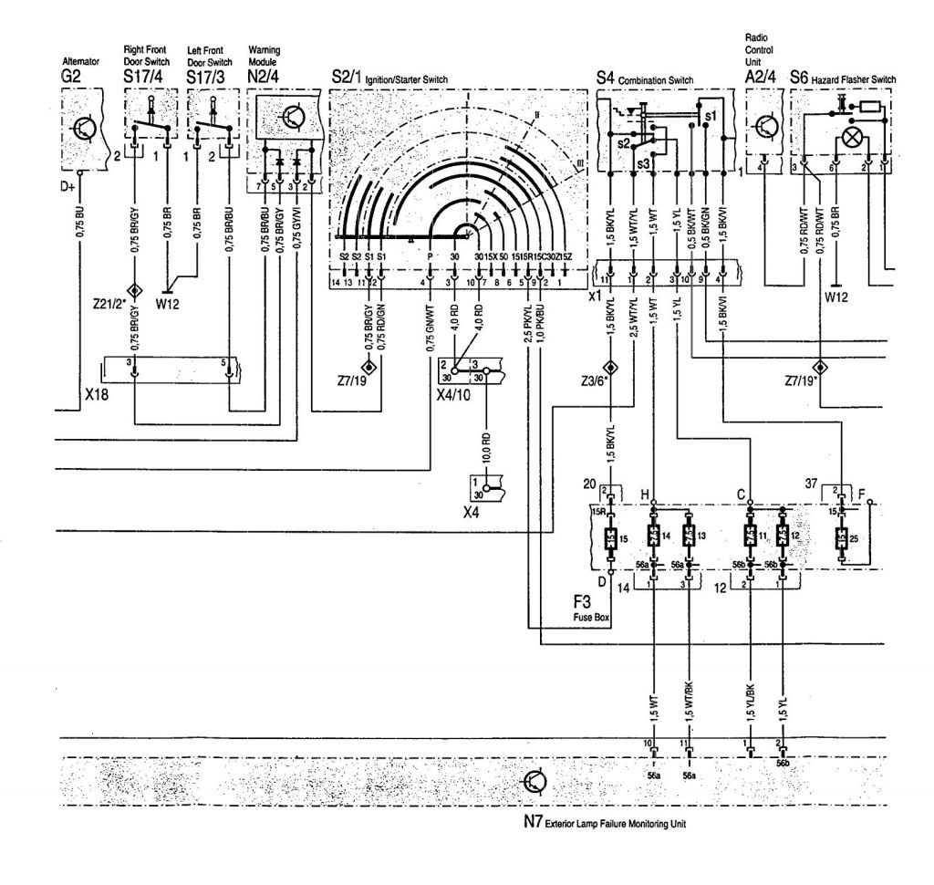 Mercedes-Benz 300SD (1992 – 1993) – wiring diagrams – exterior lighting ...