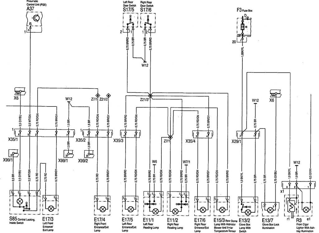 Mercedes-Benz 300SD (1992 – 1993) – wiring diagrams – interior lighting ...