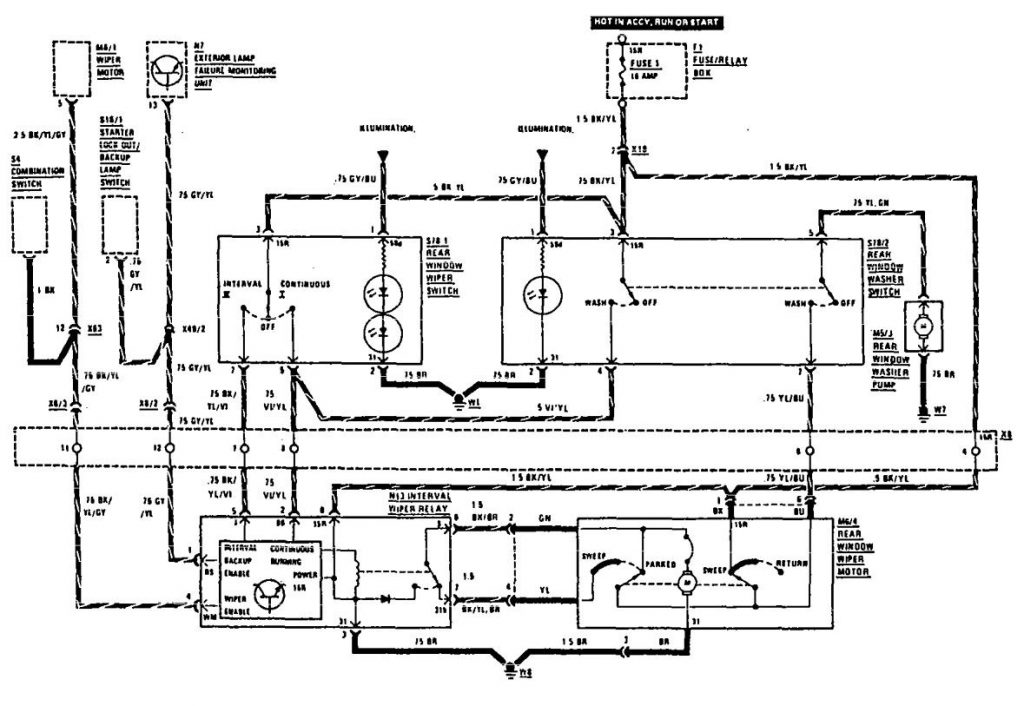 Mercedes-Benz 300TE (1990 – 1991) – wiring diagrams – wiper/washer ...