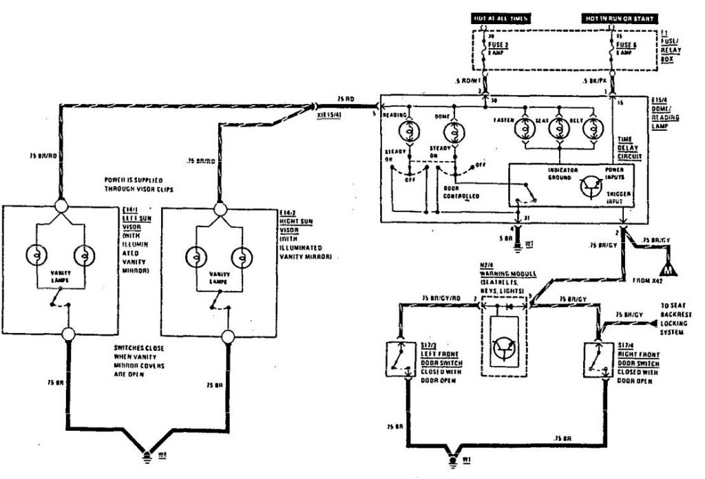 Mercedes-Benz 560SEC (1990) – wiring diagrams – courtesy lamp ...