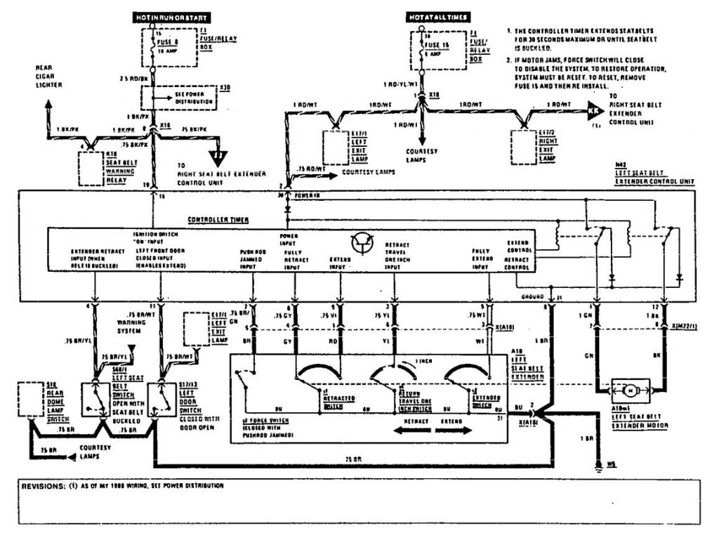 Mercedes-Benz 560SEL (1990 – 1991) – wiring diagrams – seat belts ...