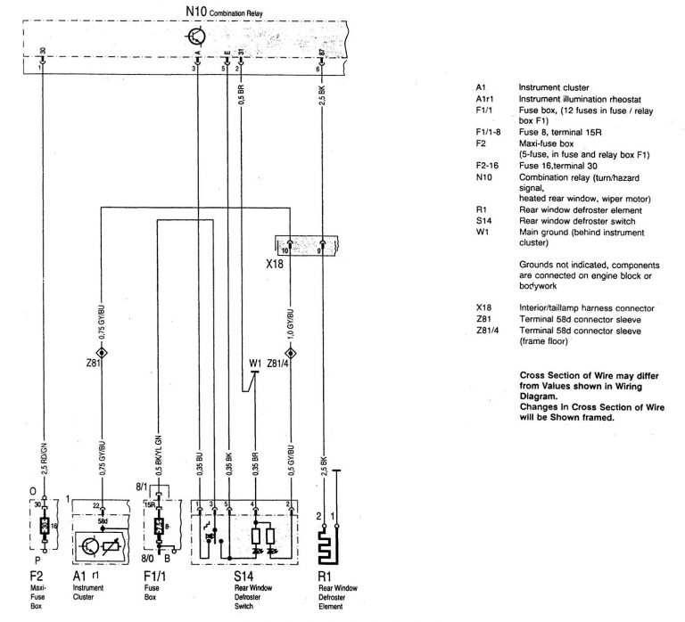 Mercedes-Benz C220 (1994 – 1996) – wiring diagrams – rear window ...