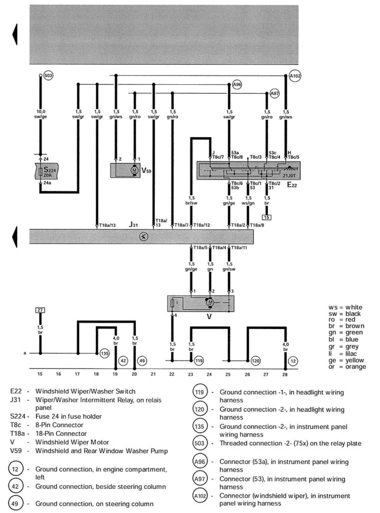 Volkswagen Golf (2003 – 2004) – wiring diagrams – headlamps