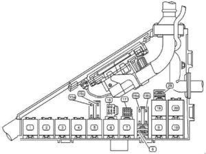 Cadillac Catera – fuse box diagram – engine compartment (version 2)